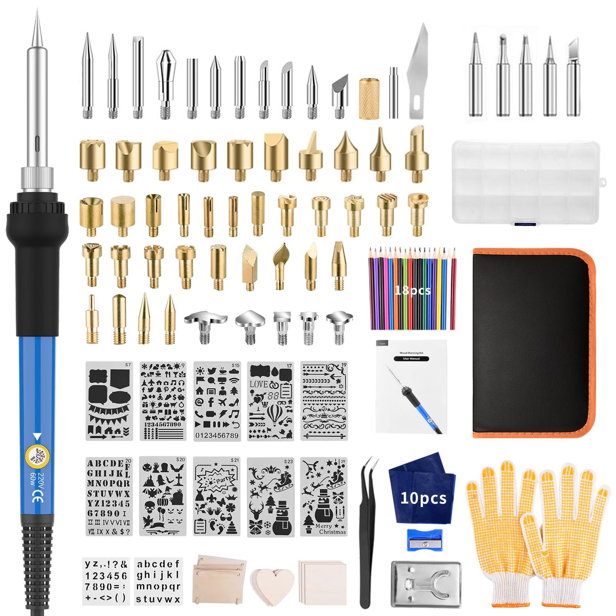 Wood Burning Kit 113pcs Professional Wood Burning Tool Adjustable Temperature Wood Burner Tools Set with Soldering Iron for Embossing Carving DIY Adults Crafts Beginners