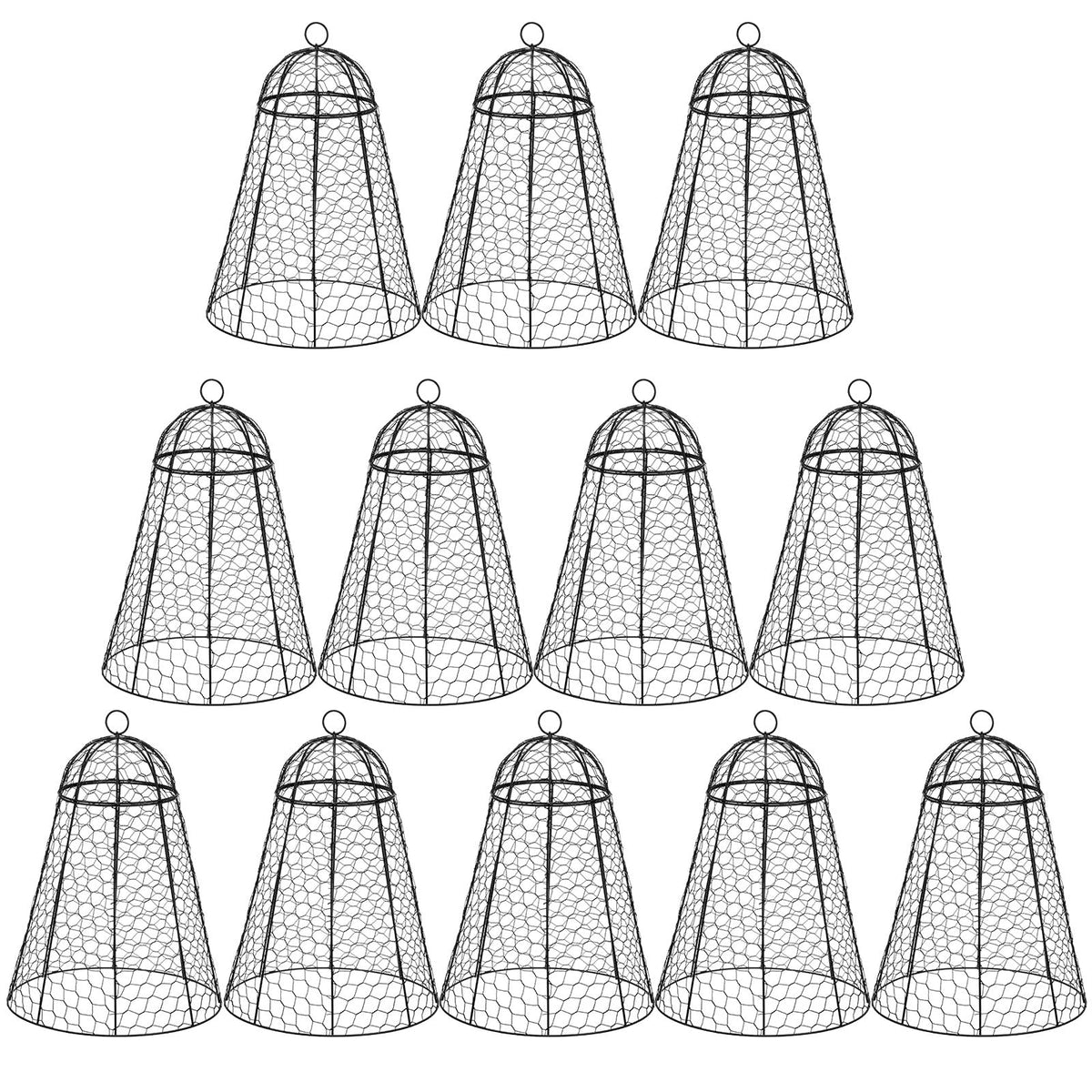 12 Pack Garden Chicken Wire Cloche, 12" W x 15.7" H Plant Protectors and Covers, Wire Garden Cloches from Animals, Metal Cage Plant Protection, Strong and Not Easy to Deform, No Assembly Required