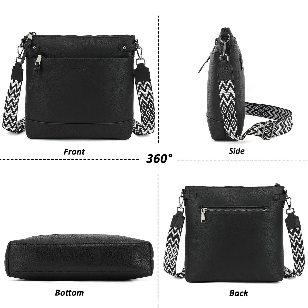 TANTOMI Vegan Leather Crossbody Bags for Women Hobo Travel Purse with Guitar Strap Trendy Women's Handbags with 6 Card Slots