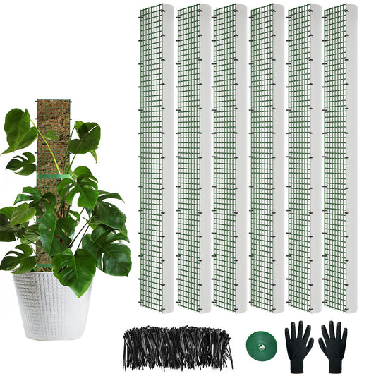 60"/40"/24" Metal Moss Pole, D Shape Sphagnum Moss Pole, Moss Poles for Climbing Plants, Monstera, Indoor Climbing Plants (6Pcs 40")
