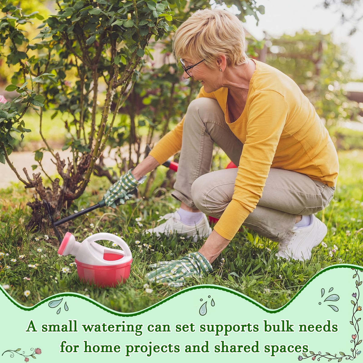 Sieral 20 Pcs Mini Plastic Watering Cans Bulk 3.5 Inch Small Portable Watering Pot Can for Garden, Indoor Outdoor Plants, Flower, Succulents, House Plants, Beach Sand and Water Play Yellow, Pink, Blue