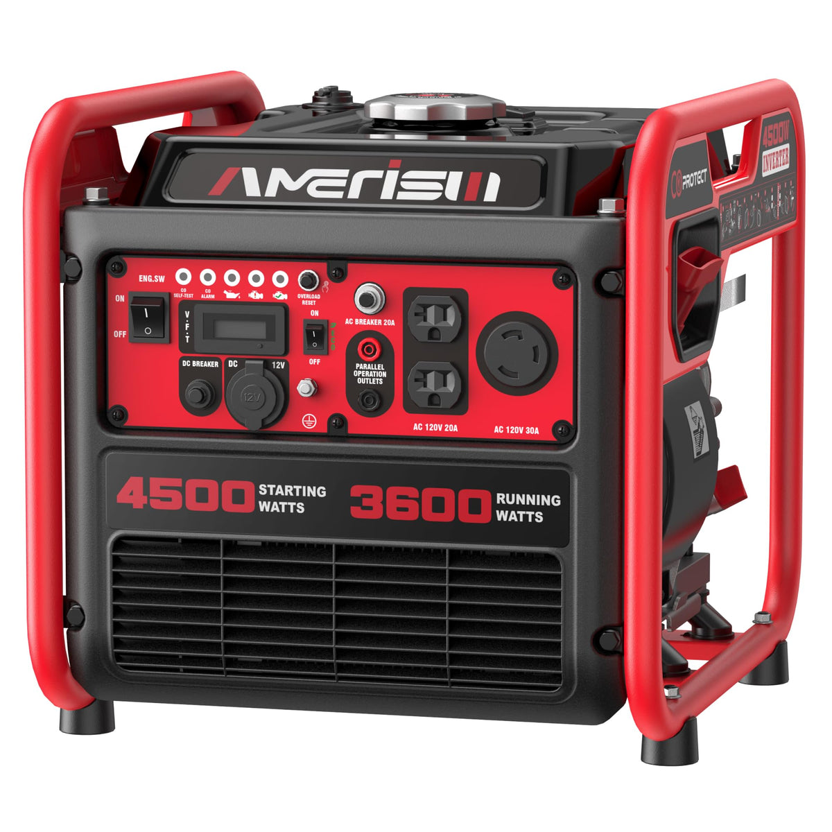 AMERISUN Portable Inverter Generator 4500W Gas Powered, CO-Sensor, Lightweight & Quiet for Home Use and Emergency Backup, Camping, EPA Compliant 2025 Version