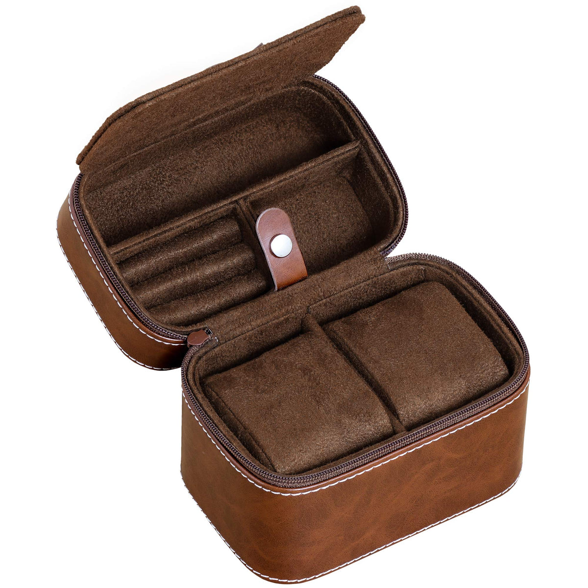Gift Set 6 Slot Leather Watch Box with Valet Drawer - Luxury Watch Case Display Organizer, Microsuede Liner, Locking Jewelry Box, Mens Storage Boxes Holder Large Glass Top (Tan/Brown Gift Set)