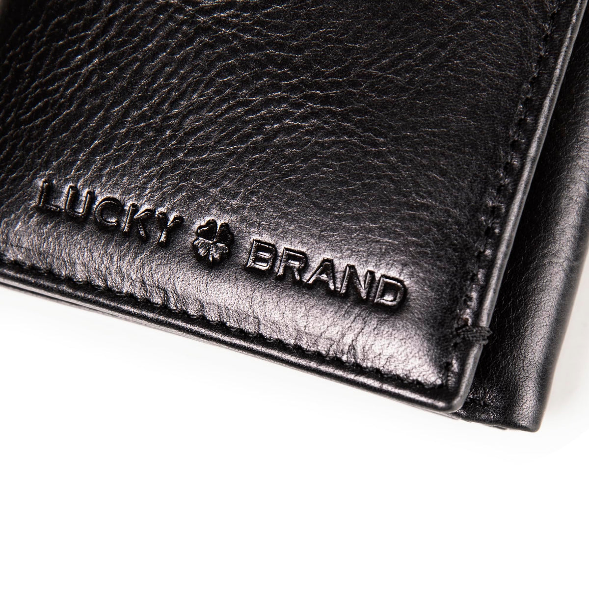 Lucky Brand Men's Smooth Leather Trifold Wallet - with RFID Blocking Lining, 6 Card Slots and Large Bill Pocket- Black