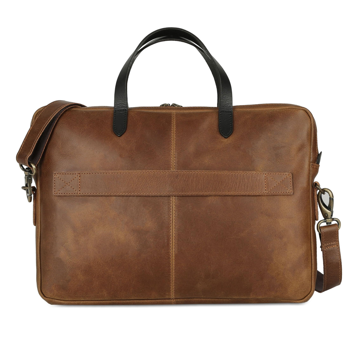 KomalC 15.5 Inch Leather Laptop Sleeve with Trolley Strap – Slim Genuine Leather Bag for upto 16" Laptops – Office Briefcase with Shoulder Strap & Organizer