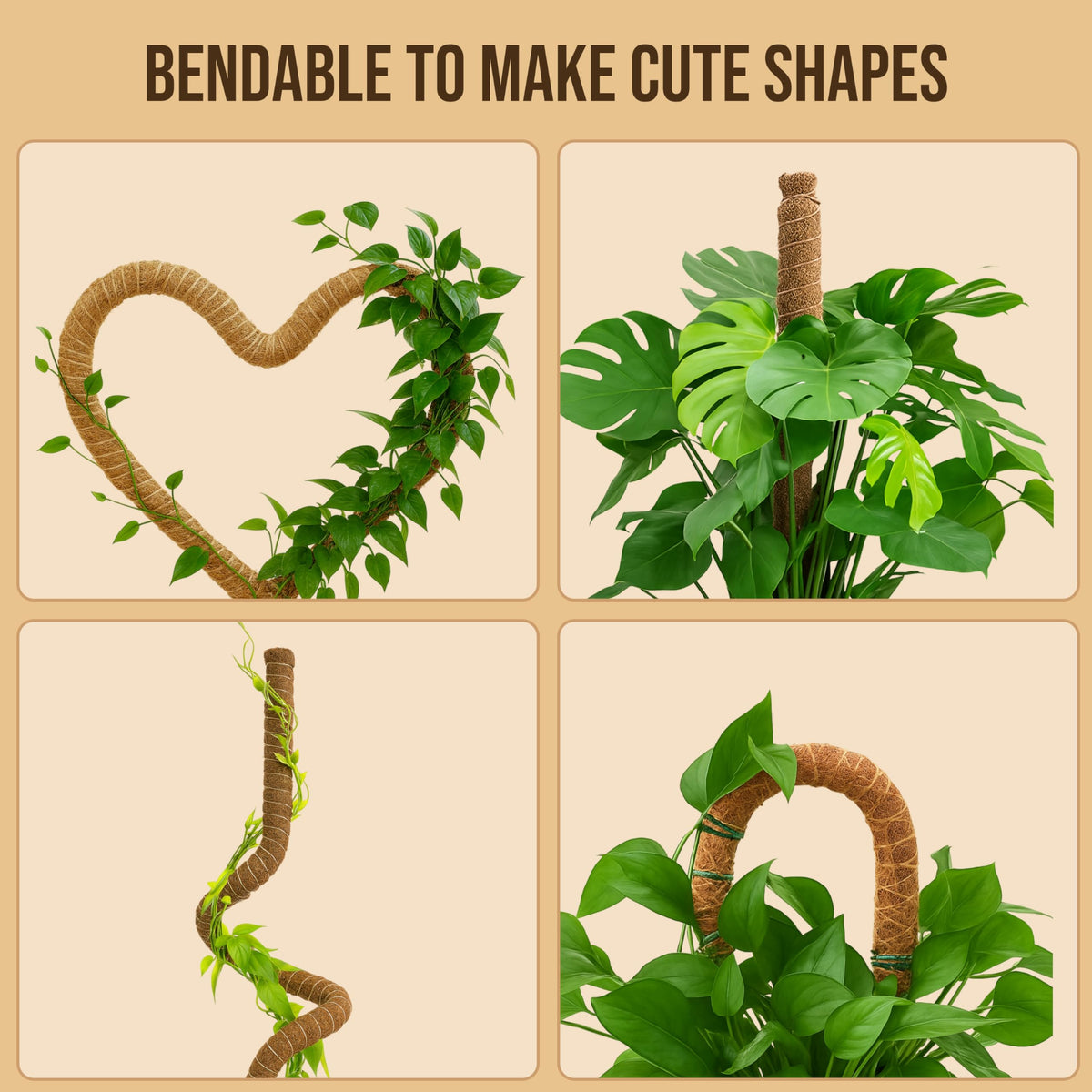 Craft911 Moss Pole Monstera Plant Support – 2 Pack 64” Bendable Moss Pole Monstera Plant Support, Plant Stakes for Indoor Plants, Tall Plant Sticks Support for Climbing Plants