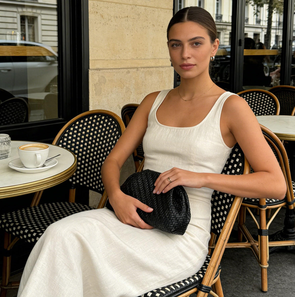 Aritenation Woven Clutch Purses for Women Evening Bag Elegant Ruched Dumpling Clutch PU Leather for Party Wedding