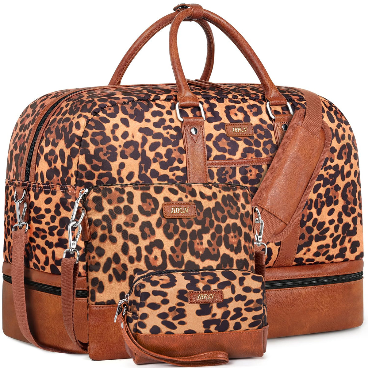 Weekender Bags for Women, Large Overnight Bag Canvas Travel Duffel Bag Carry On Tote with Shoe Compartment 21" 3Pcs Set