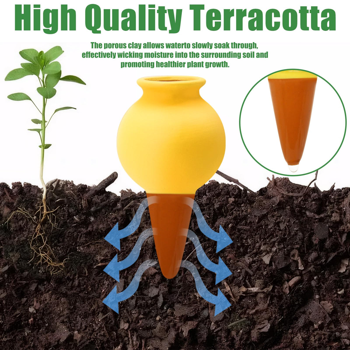 4 Pack Terracotta Watering Spikes, Self Watering Globes, Slow Release Self Watering Planter Insert, Plant Watering Globes for Indoor and Outdoor Plants