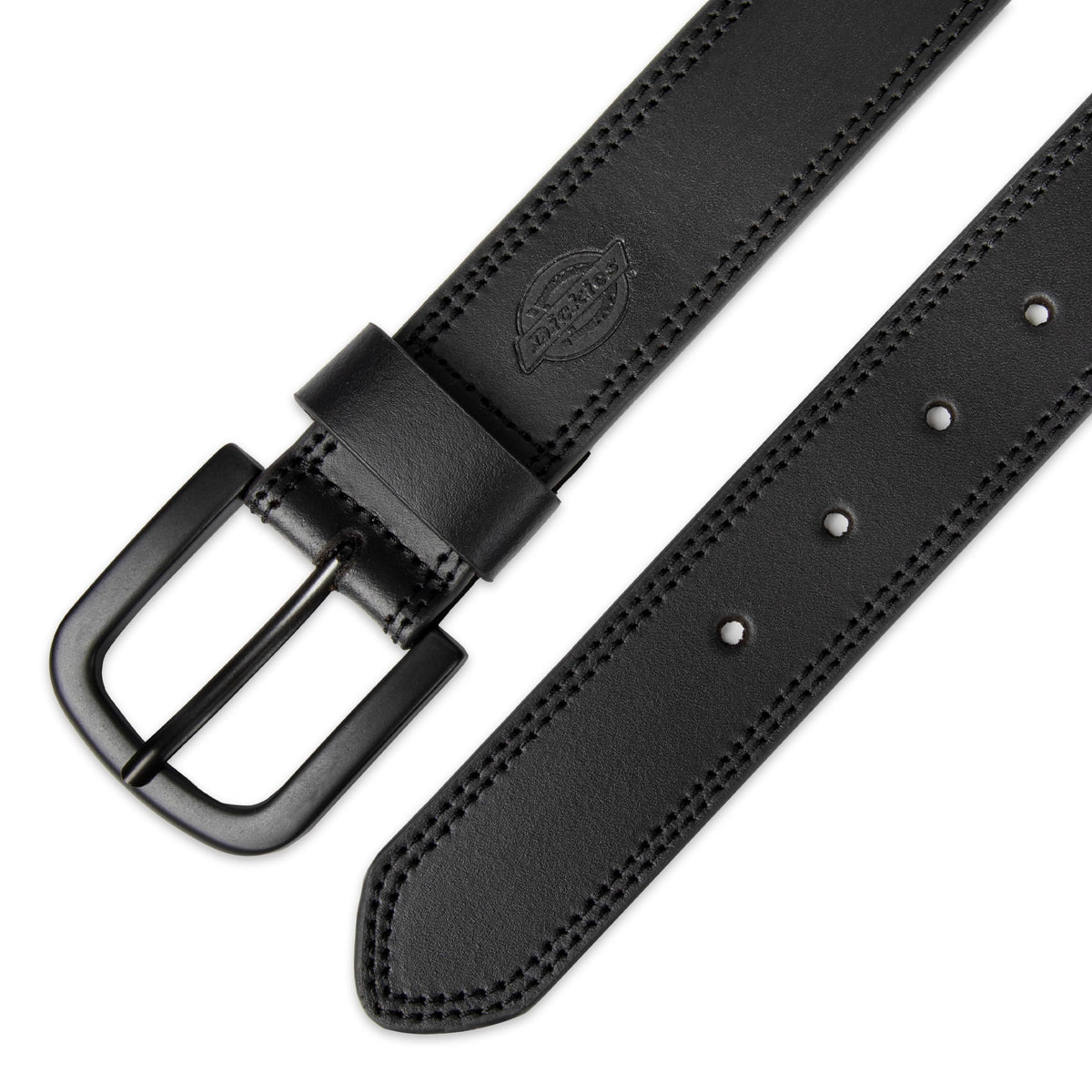 Dickies mens 100% Leather Jeans With Stitch Design and Prong Buckle Belt, Black, 42 Waist 40 US