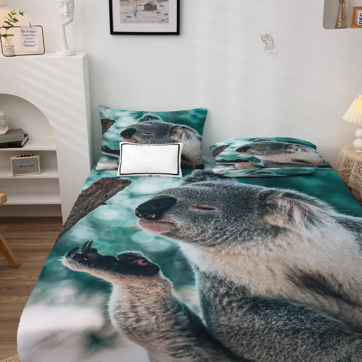 THYUNQ Koala Sheets Full Size Bed, 3D Animal Pattern Bedding Sheets & Pillowcases - 16 Inch Deep Pocket, Super Soft Microfiber Printed Sheet Set 4 Piece