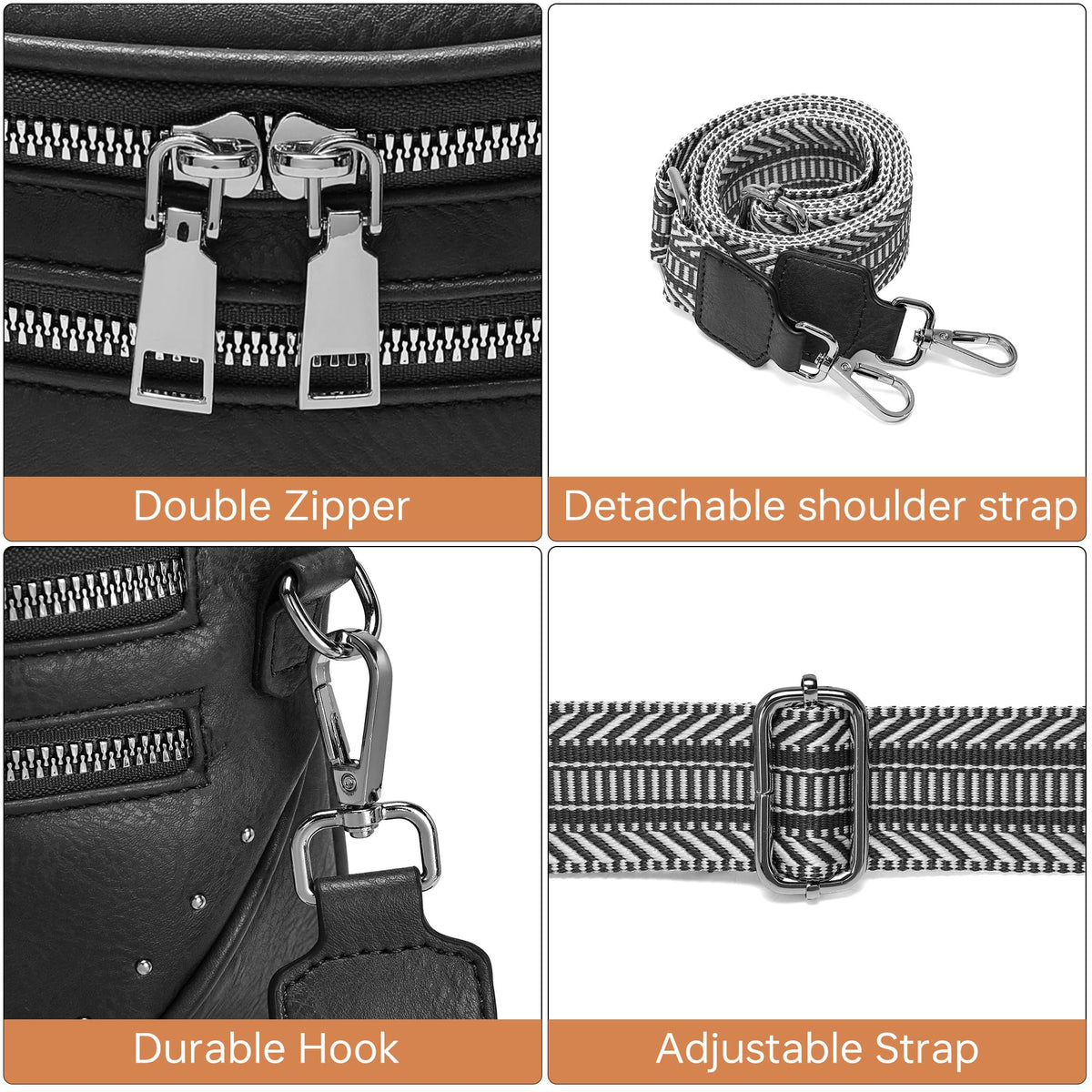 Goinsound Crossbody Bags for Women PU Leather Fanny Packs for Women Trendy Bum Bag with Adjustable Strap