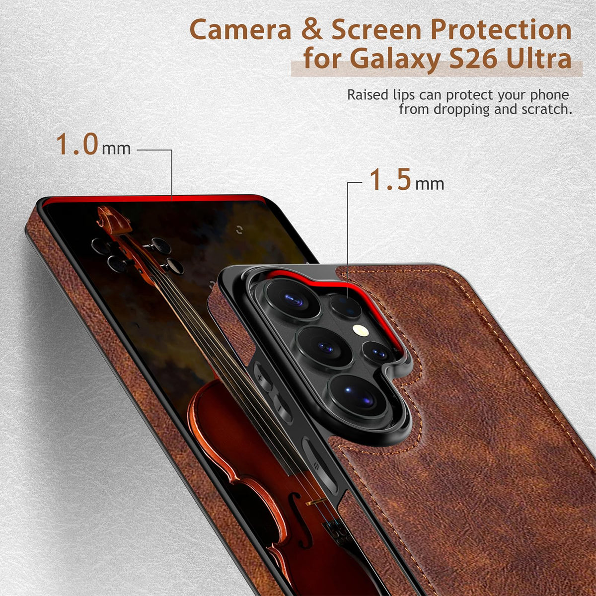 LOHASIC for Samsung Galaxy S26 Ultra Case, Premium Leather Luxury Business PU Non-Slip Grip Shockproof Bumper Full Body Protective Cover Phone Case for Samsung S26 Ultra 6.9" 5G (2026) - Brown