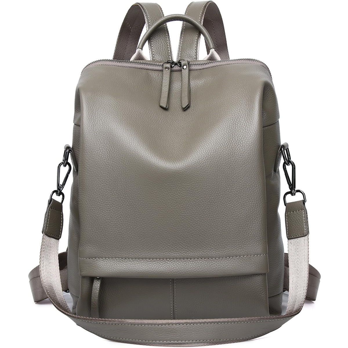 Wesccimo Genuine Leather Backpack Purse for Women, Fashion Designer Soft Backpack with Large Compartment Grey