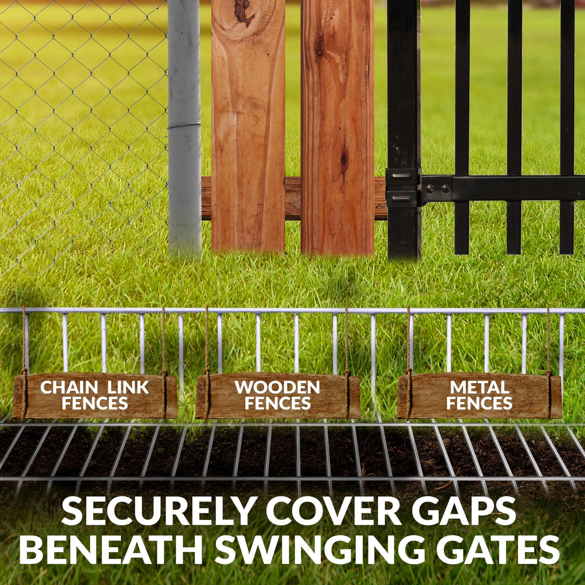 Dig Defence - Original Gate Plate - Underground Fence Gap Filler, Dog Digging Deterrent - 4 Pack with 2 SM/MD Animal Fence Barrier