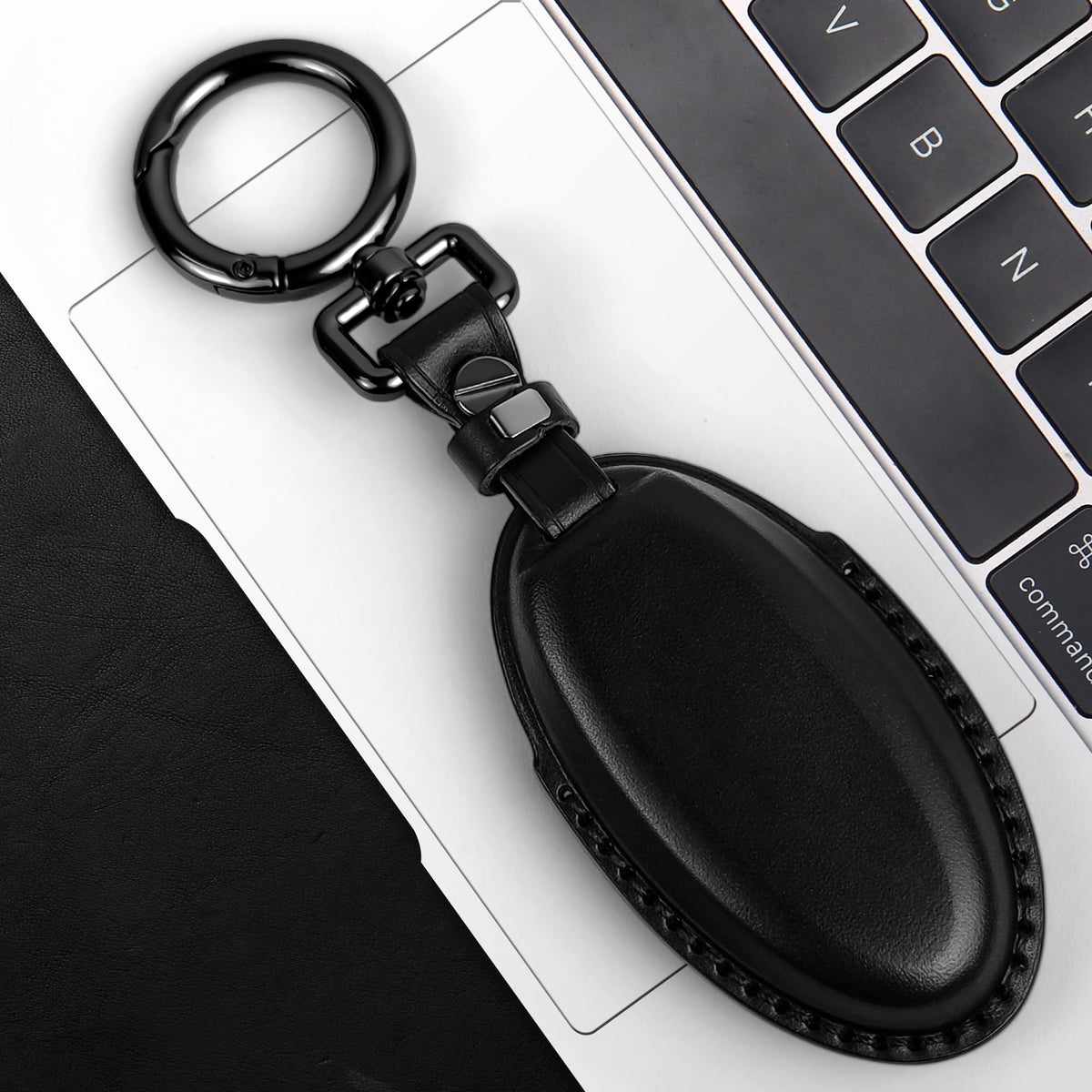 Tukellen Compatible with Nissan Key Fob Cover Handmade Genuine Leather Case for Altima Pathfinder Armada Murano Maxima Rogue Infinity Smart Remote 3 Buttons Key-Black