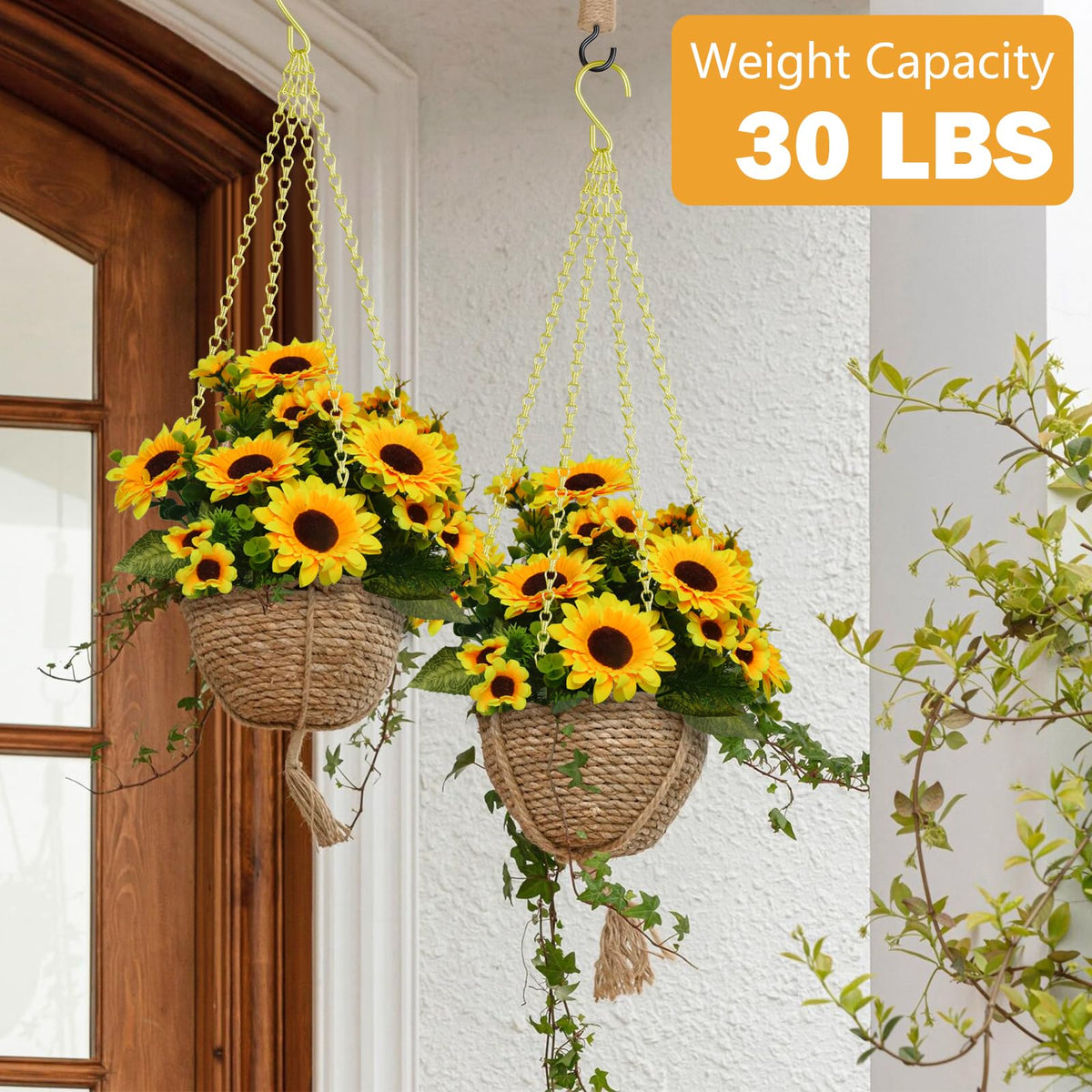 garini 6 Pack, 23 Inch Hanging Baskets Chain, Gold Hanging Chains with Hooks, Replacement Plant Hangers for Planters, Bird Feeders and Lanterns
