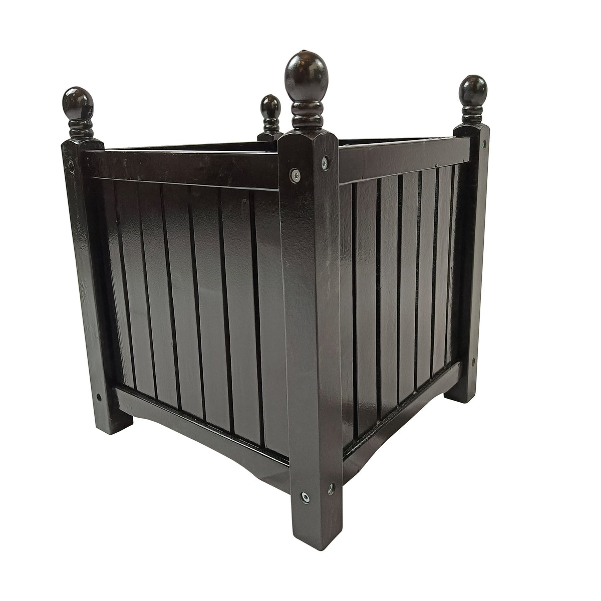 VeroFree Wooden Outdoor Square Planter Box – Black Elevated Flower Herb Pot for Porch, Patio, Deck Raised Container for Vegetables Plants (Black, 15.75x15.75x18.5 in)