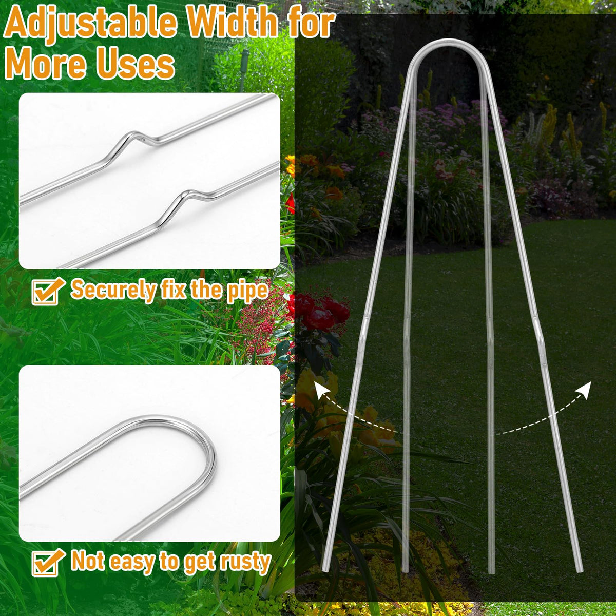 Yaocom 100 Pcs 6 Inch Drip Irrigation Stakes Curved Garden Hose Stakes Metal U Shape Soaker Hose Irrigation Tubing Parts Staples for Ground, Hold Drip Tubing up to 1/2" 5/8'' Diameter