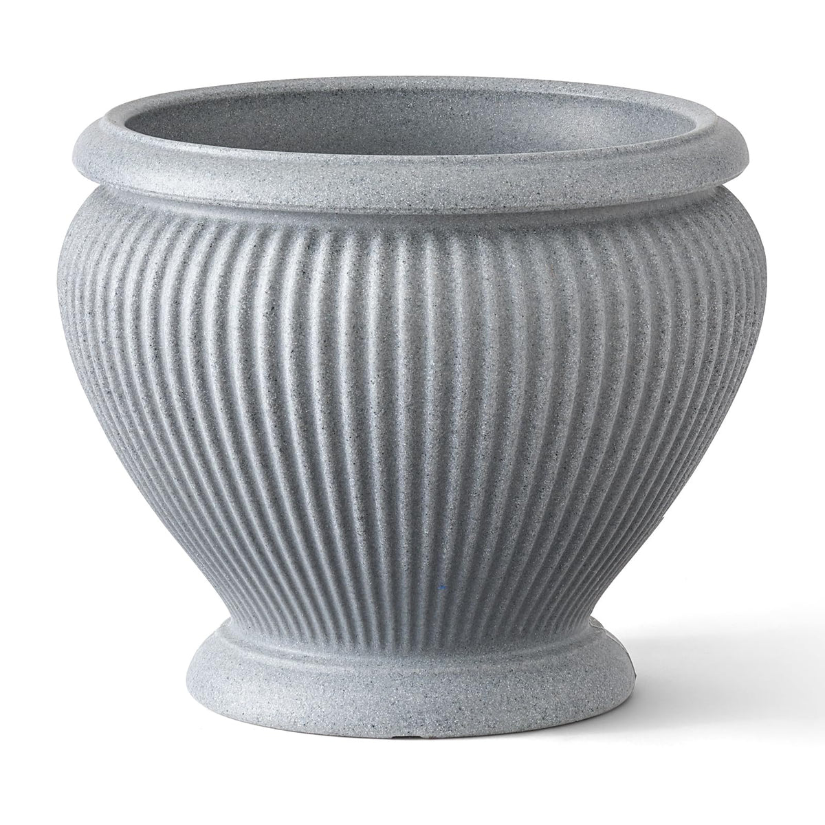 ARBORA 18" Cannes Urn Polyresin Indoor and Outdoor Planter with Stone Blend Concrete Gray Finish - Durable, Weatherproof, Lightweight, Large Plant Pot for Patio, Garden, Deck, Entryway
