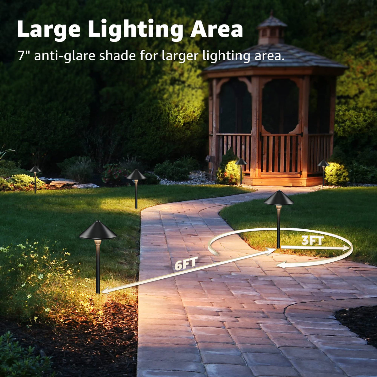 SUNVIE Low Voltage Landscape Pathway Lights 12-24V 3W LED IP65 Waterproof Aluminum Black 8 Pack Model LSBWB0308C