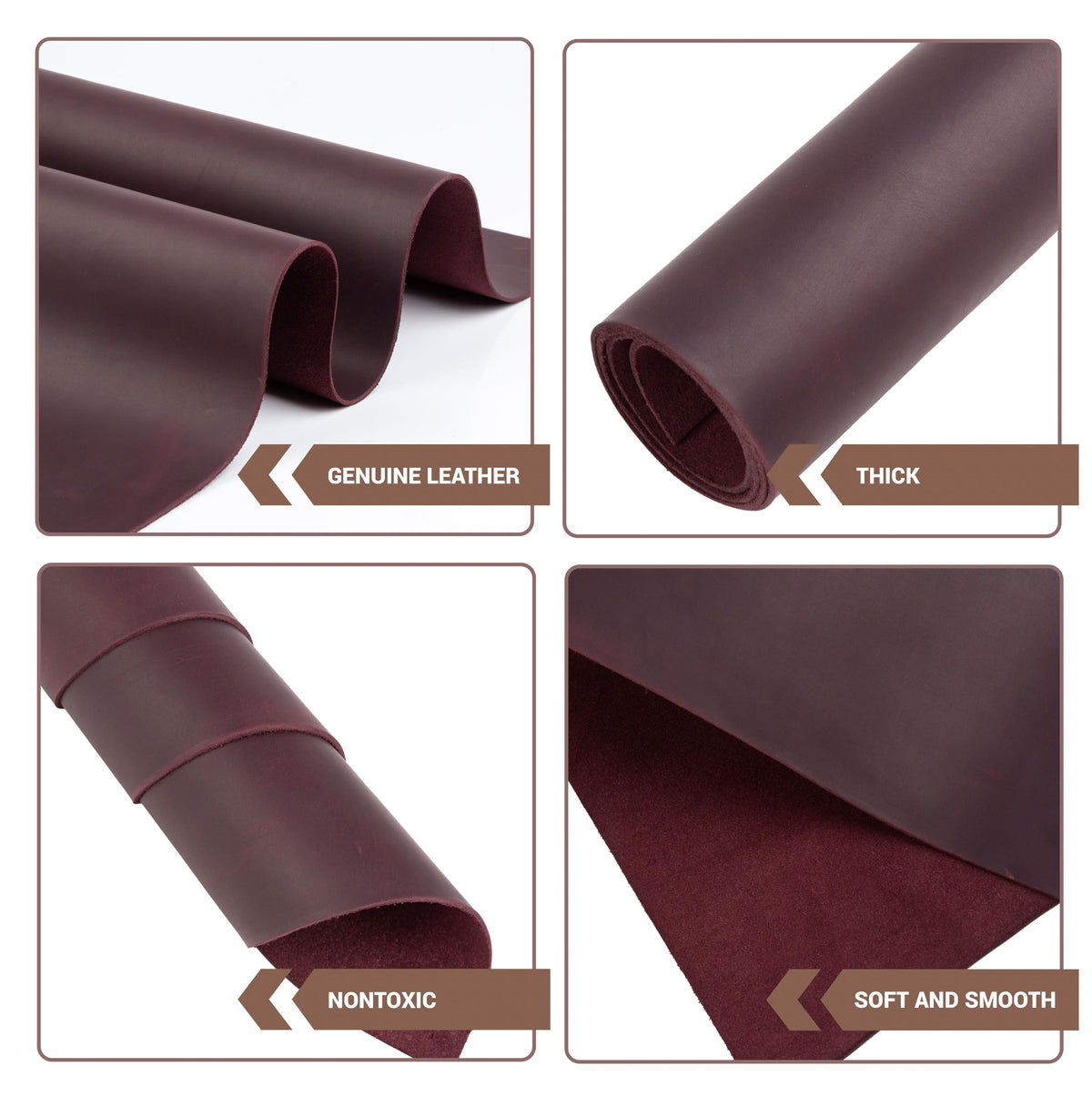 Shkira 12''X24'' Genuine Red Leather Sheets for Crafts - Square - 2.0MM Thick Genuine - Thick Cowhide Pieces Square - Leather Sheet for Arts and Crafts