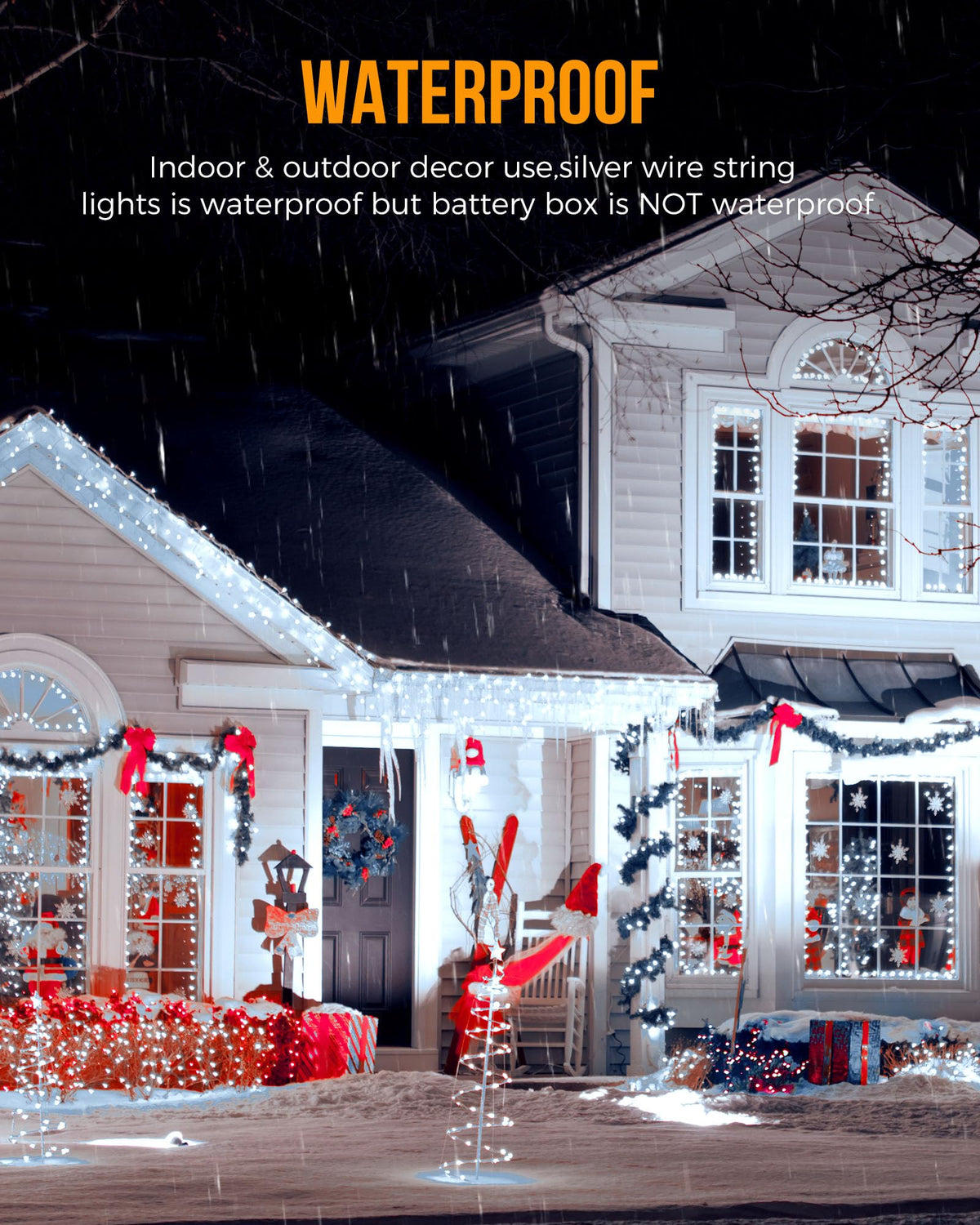 Brightown Fairy Lights, 240LED Twinkle String Lights, 20 FT, Waterproof, Pure White, 2 Pack, Copper Material