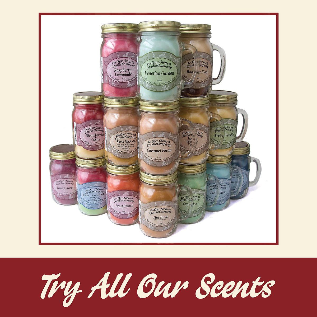 Our Own Candle Company, Raspberry Lemonade Scented Mason Jar Candle, 100 Hour Burn Time, 13 Ounces