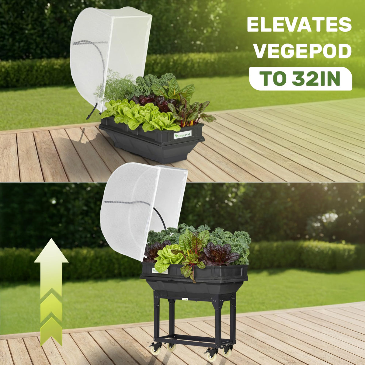 vegepod - Raised Garden Bed - Self Watering Container Garden Kit with Protective Cover, Easily Elevated to Waist Height, 2 Years Warranty (Small, Trolley)