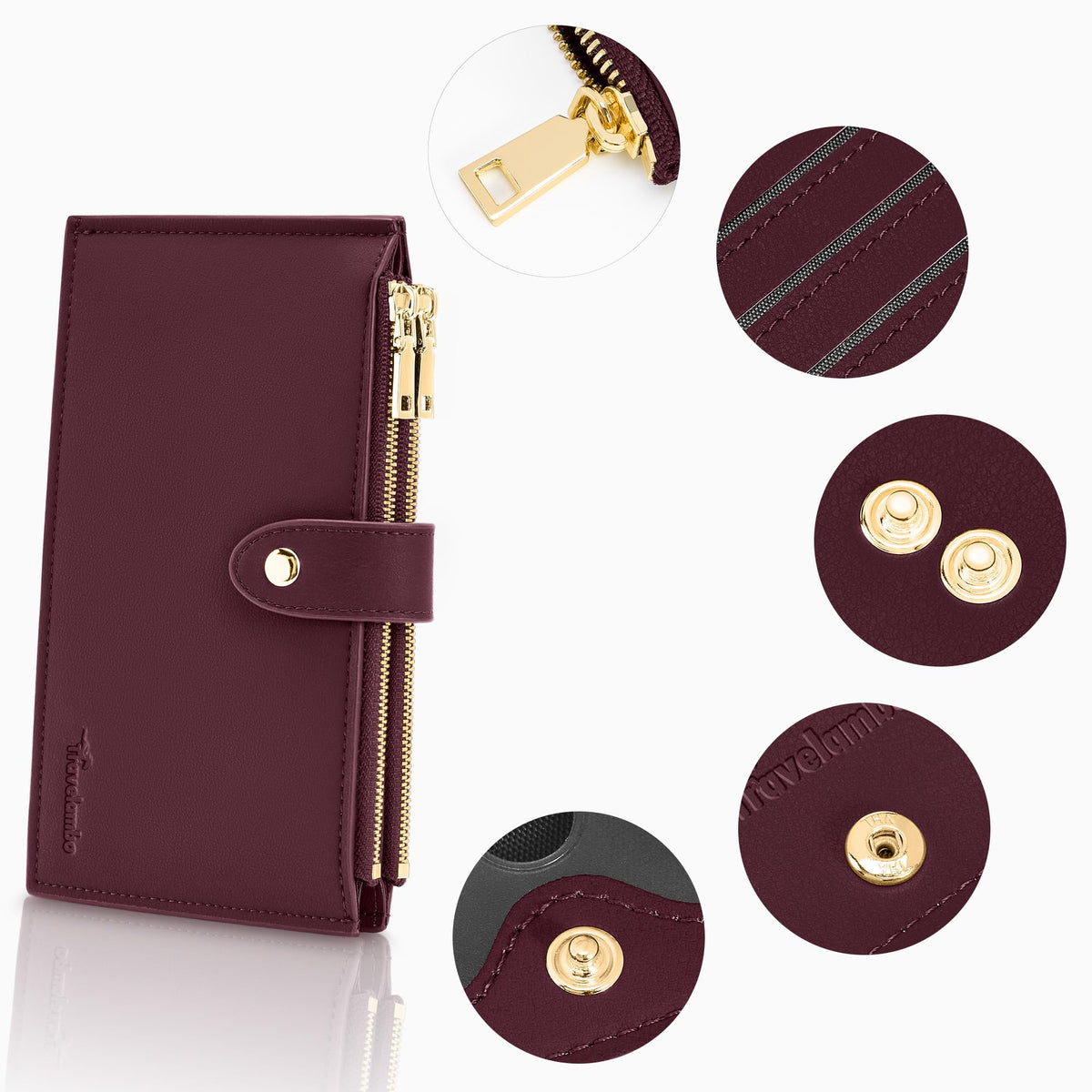 Travelambo Leather Wallets for Women Slim RFID Blocking Bifold Credit Card Holder Wallet