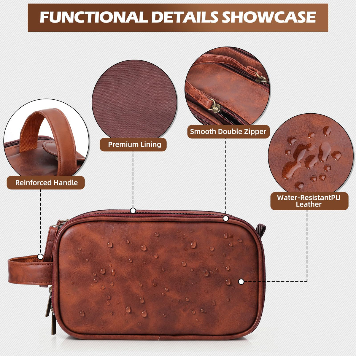 Personalized PU Leather Toiletry Bag for Men, Engraved Initials Waterproof Toiletry Travel Bag, Large Capacity Portable Shaving Bag Travel Essential, Unique Birthday Gift for Men Dad Husband Him,B