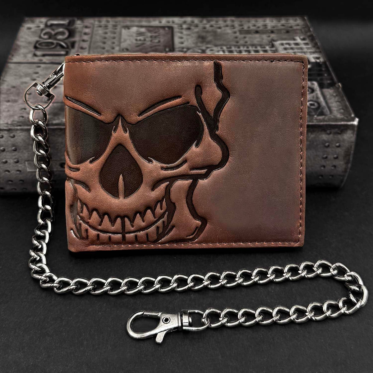 XIXTUT RFID Blocking Leather Wallet for Men or Boys Card Holder Biker Chain Wallet Genuine Leather Card Holder Wallet with Chain Gift