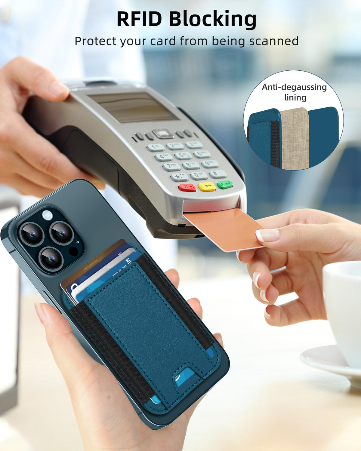 HiWe for MagSafe Wallet: 7-Card Holder, RFID Blocking, Strong Magnet for iPhone 12-17 Series, Slim, 1 Slot