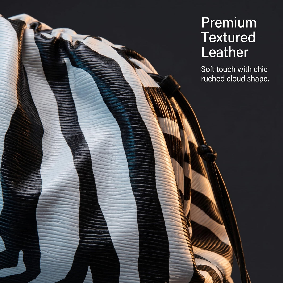 FUTTSPAI Zebra Print Clutch Purse Soft PU Leather Dumpling Cloud Bag Ruched Oversized Evening Crossbody Handbag for Women Everyday Party, Small