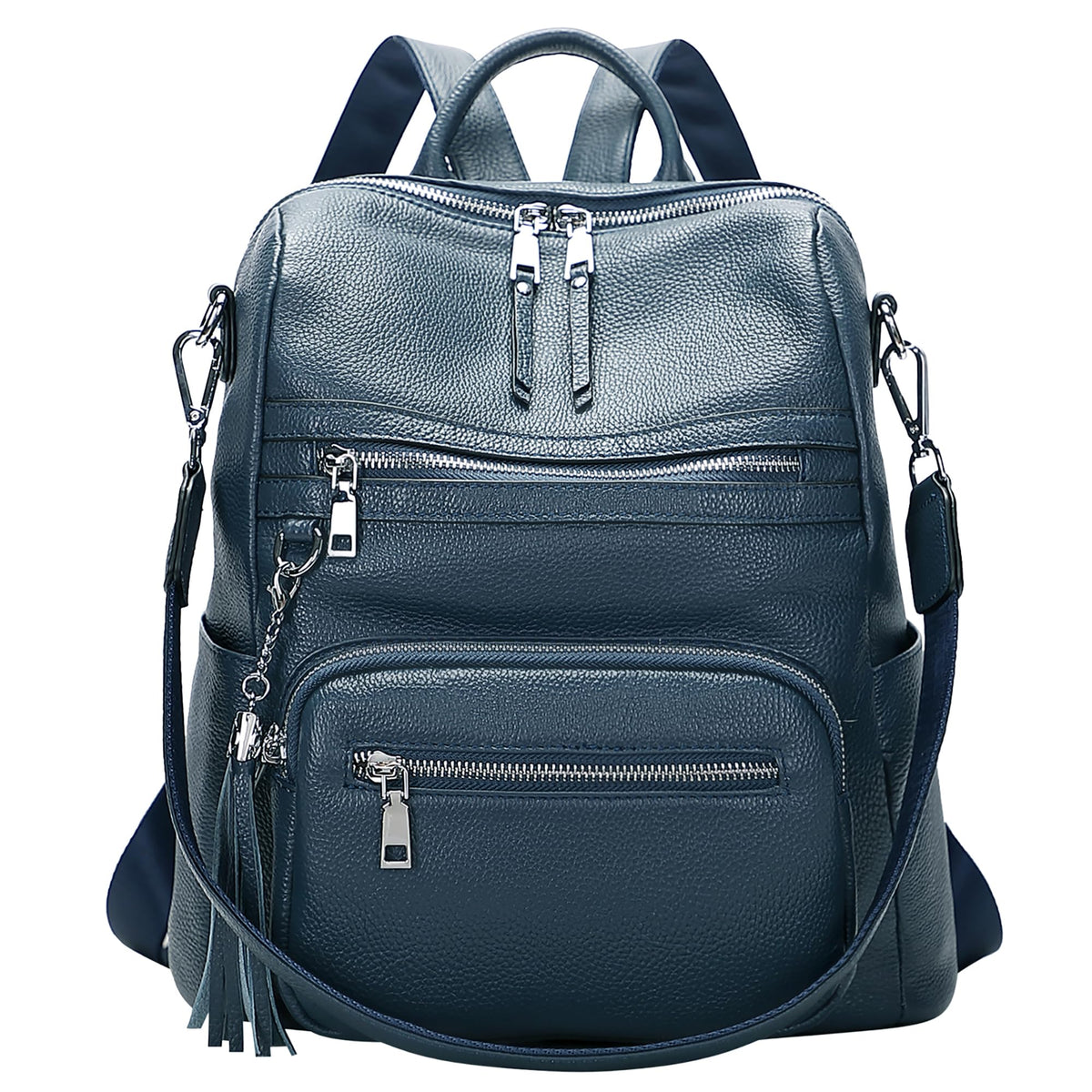 ALTOSY Genuine Leather Backpack Purse for Women Large Shoulder Bag With Laptop Compartment Multiple Pockets(S106 Indigo Blue)