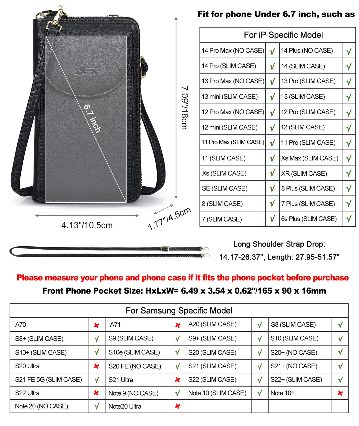 S-ZONE Small Crossbody Bags for Women Cell Phone Purse RFID Blocking Wallet Purses with Credit Card Slots