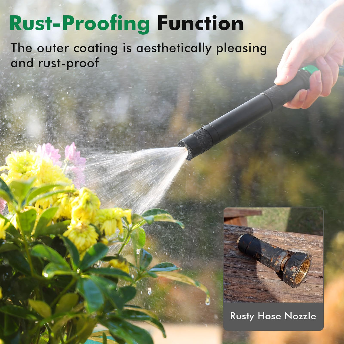 RESTMO Heavy Duty Metal Garden Hose Nozzle with Anti-Rust Coating, High Pressure Water Hose Nozzle with 3 Spray Patterns for Car Washing, Garden Watering, Patio & Floor Cleaning