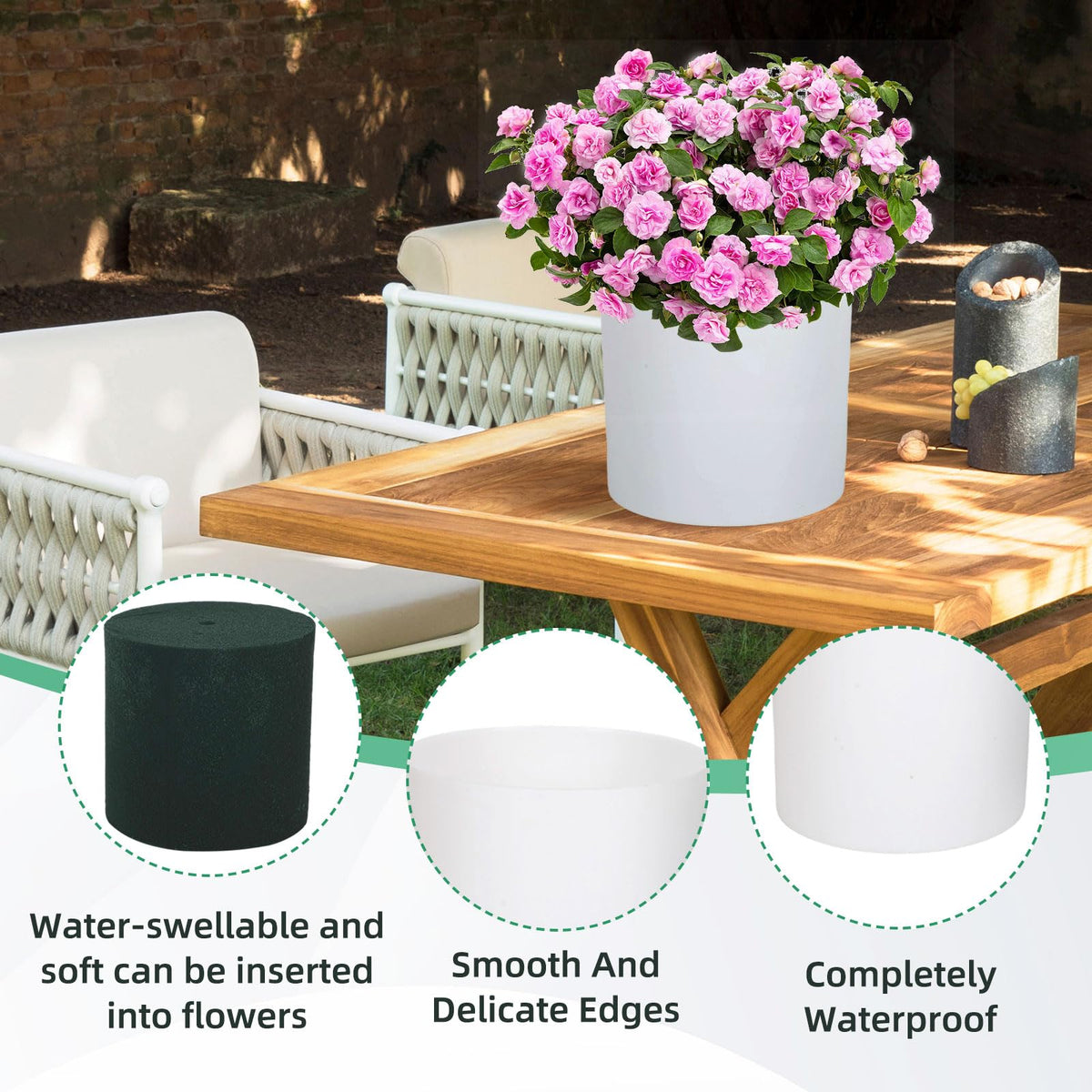 Kuabiz 6 Pcs Plastic Flower Boxes for Arrangements 5 x 5 Inch Cylinder Planter Box Floral Centerpiece Containers with Removable Foam Blocks for Wedding Home Garden Craft Decor