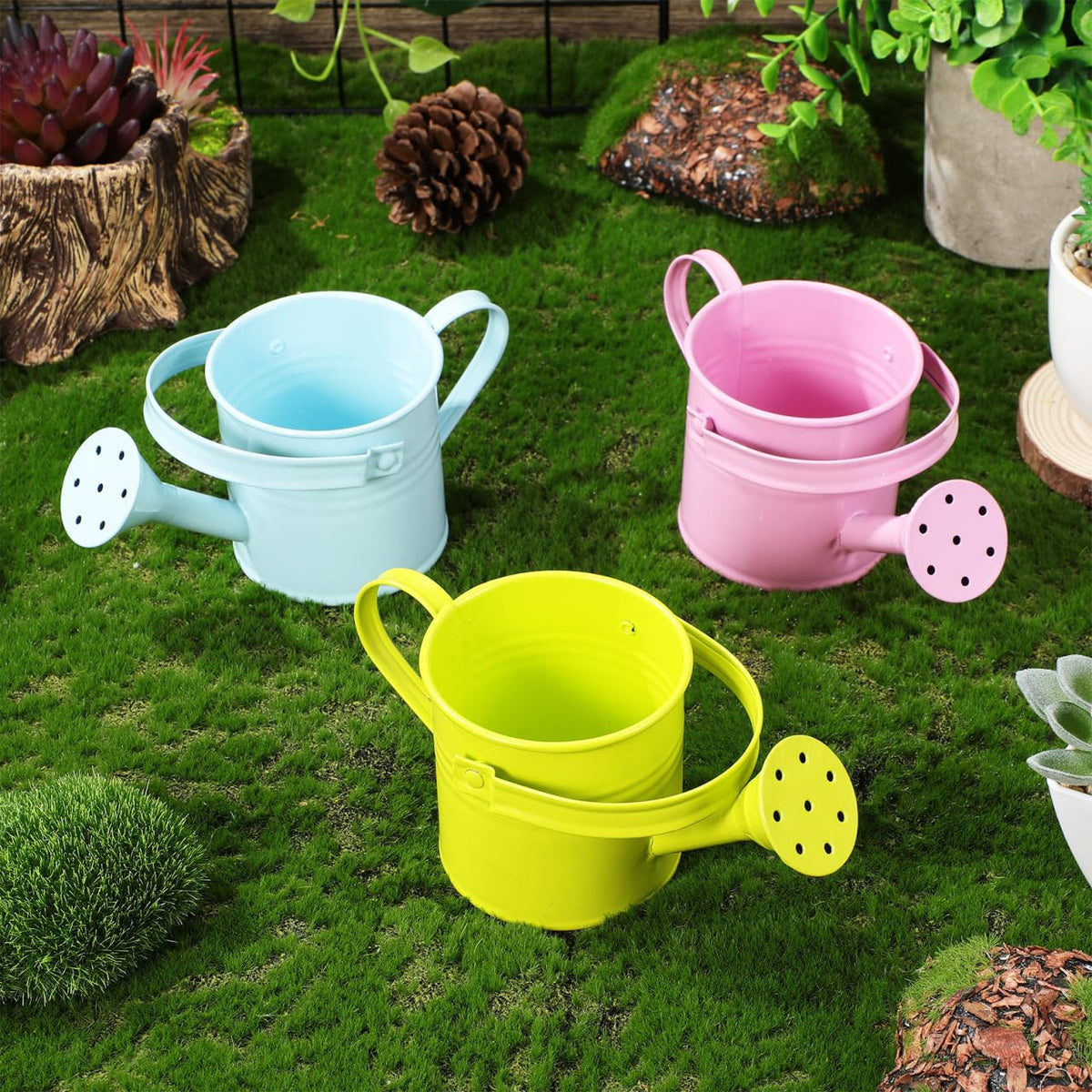 TOYANDONA 5pcs Mini Watering Cans - Small Watering Cans Garden Metal Iron Water Pot for Plants Flowers Bonsai Indoor Outdoor Garden (Random Color)