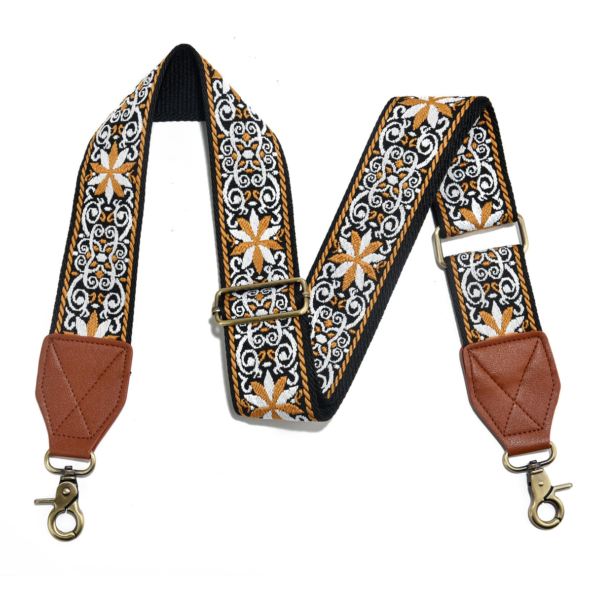 Purse Strap,2" Leather End Shoulder Strap Adjustable Replacement,Retro Jacquard Multi-pattern Crossbody Bag Straps