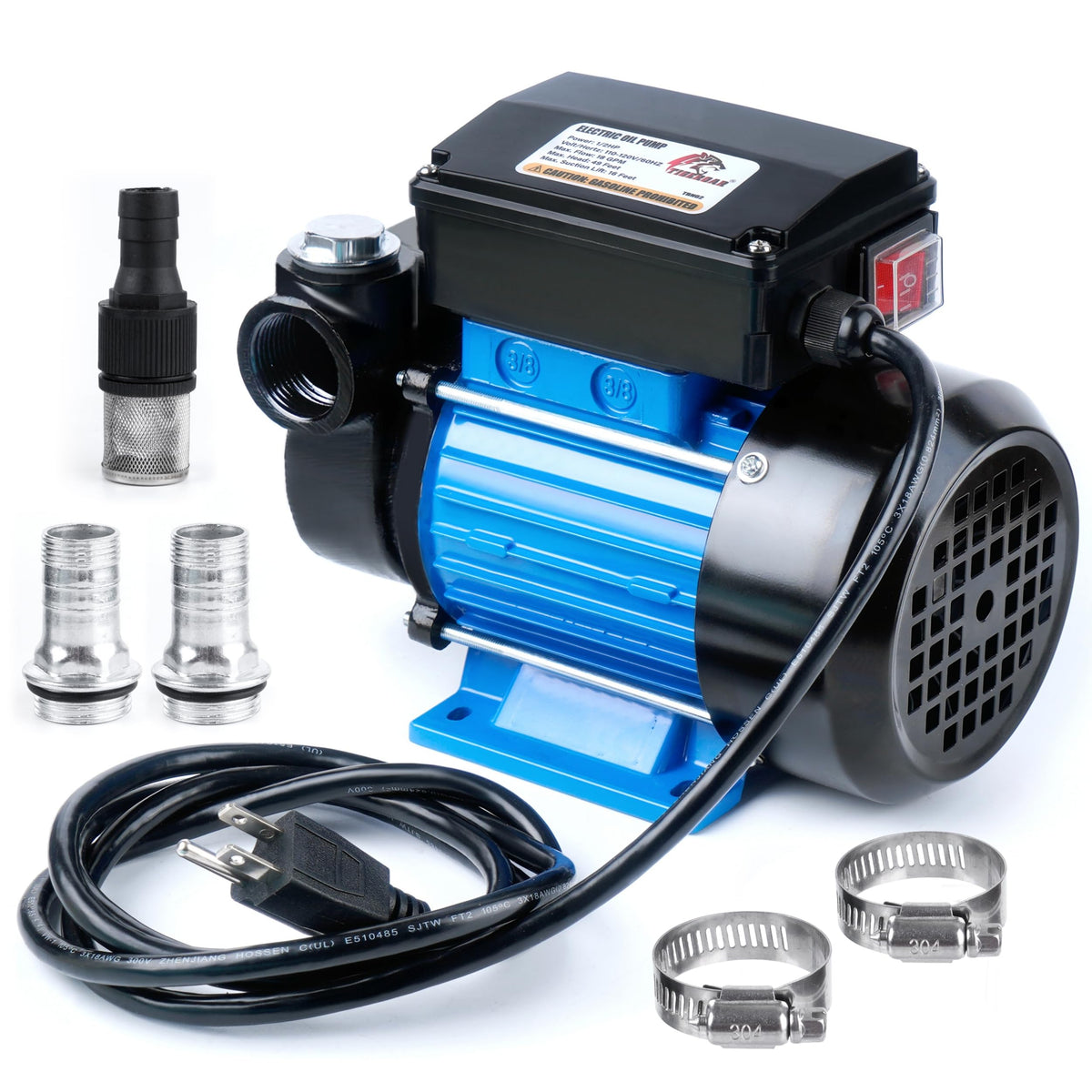 TIGEROAR Oil Transfer Pump 110V Electric Fuel Transfer Pump 18 GPM Kerosene Biodiesel Diesel Fuel Filling Oil Draining