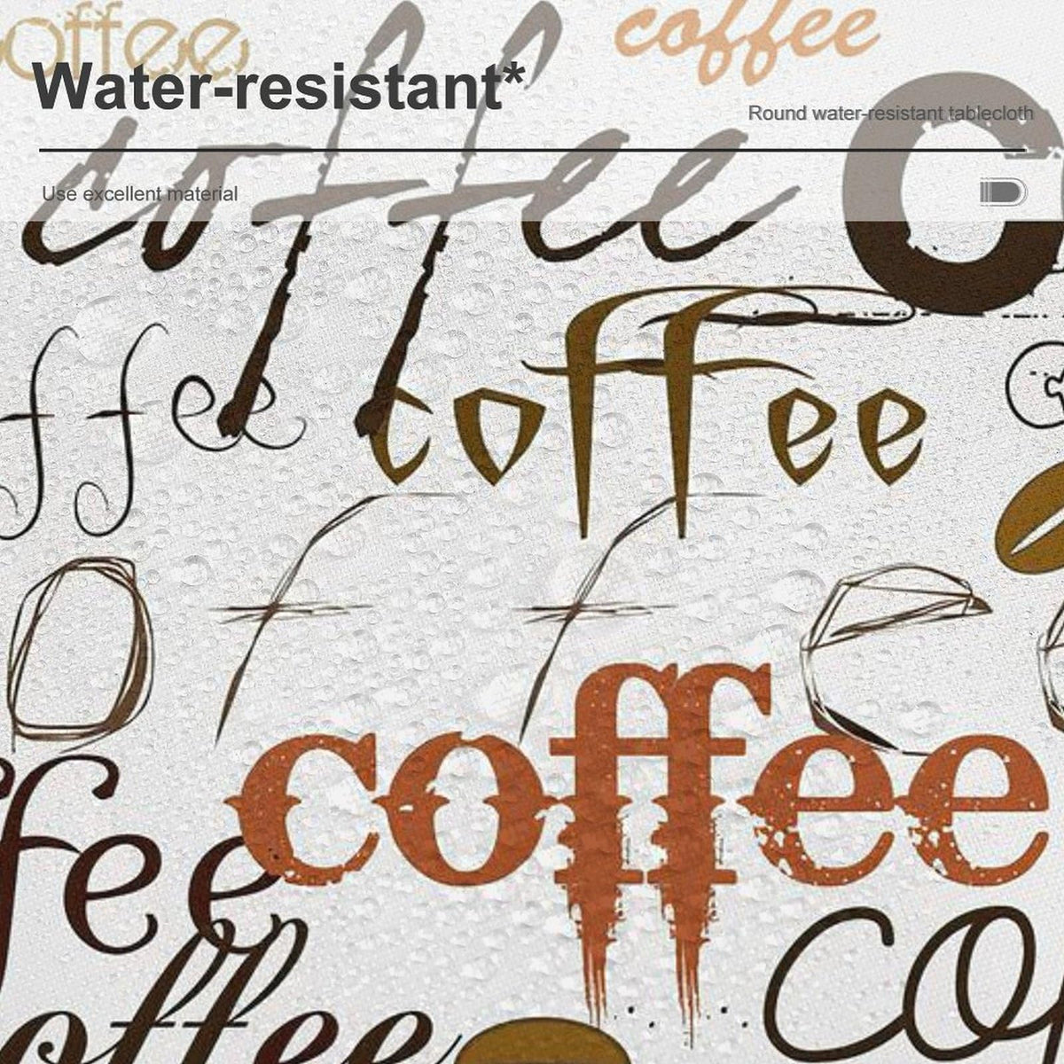 GoDazzling Coffee Kitchen Round Tablecloth, Coffee Theme Farmhouse Cafe Modern Tablecloth for Home Party Dining Room Kitchen Decor 36Inch(90cm)