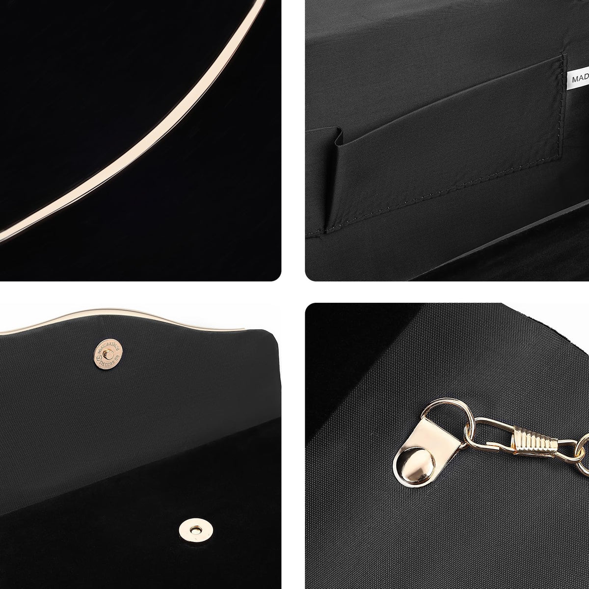 CurvChic Clutch Purses for Women Evening Bag Faux Suede Formal Party Wedding Cocktail Prom(Black)