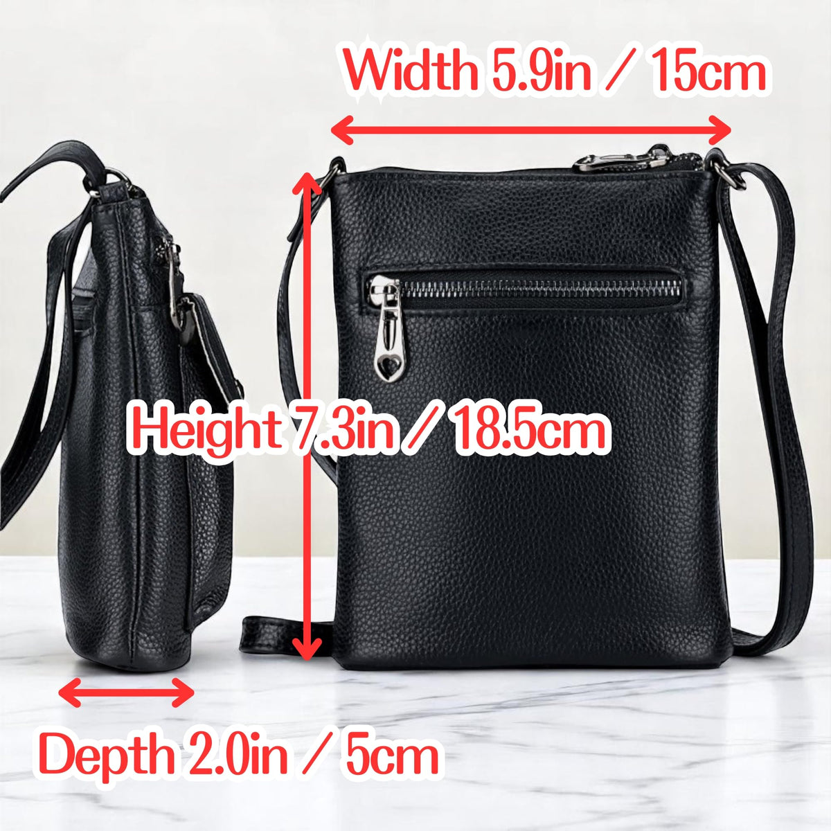 Genuine Leather Adjustable Small Crossbody Phone Purses Key Ring Strap, Travel Zipper Shoulder Handbags, Pockets Credit Card (Blue)