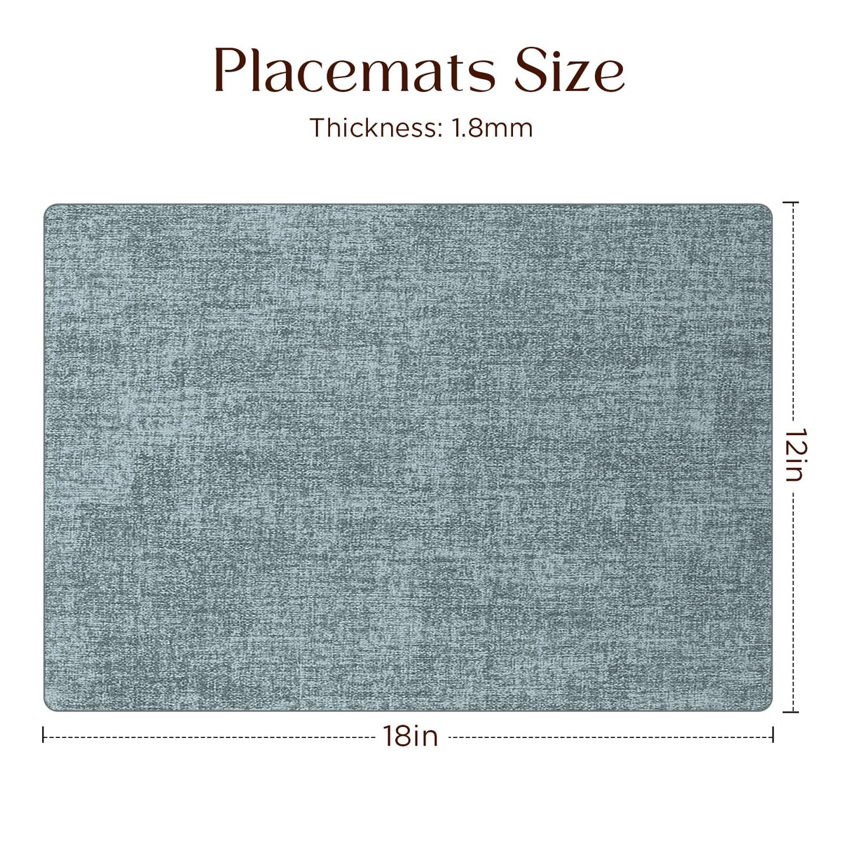 Newise Leather Placemats Set of 6-18x12in, Washable Stainproof Heat Resistant Place Mats for Christmas Patry Restaurant, Blue