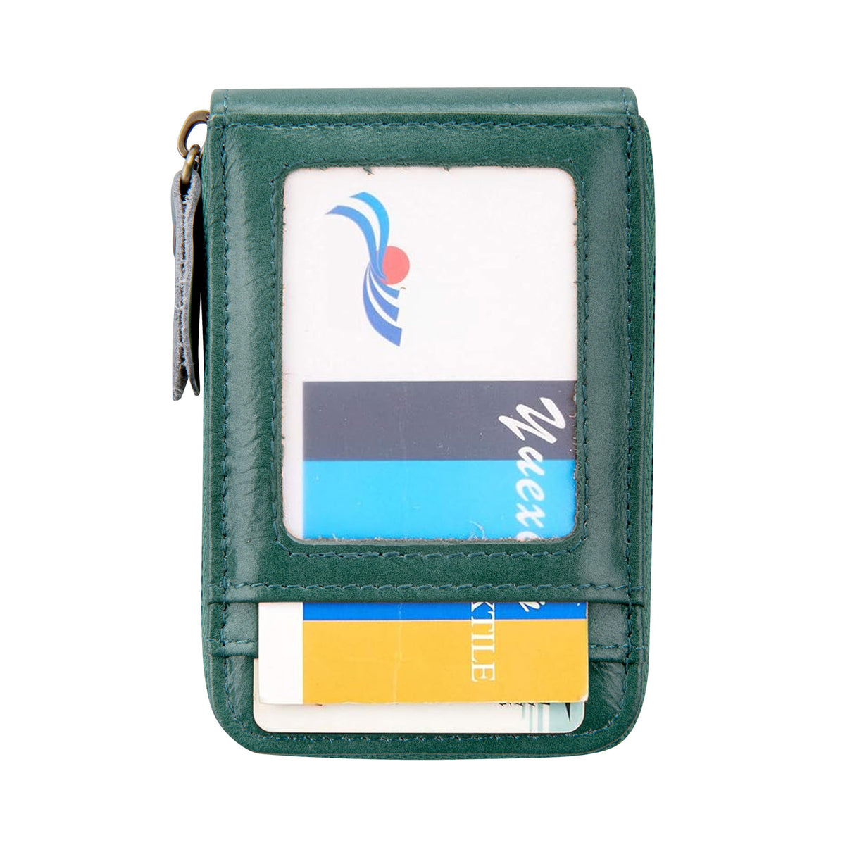 BRASS TACKS Leathercraft Vintage Full Top Grain Leather Wallet RFID Blocking Multi Card Case with Zipper Pocket Card Holder for Men Women Gift Box