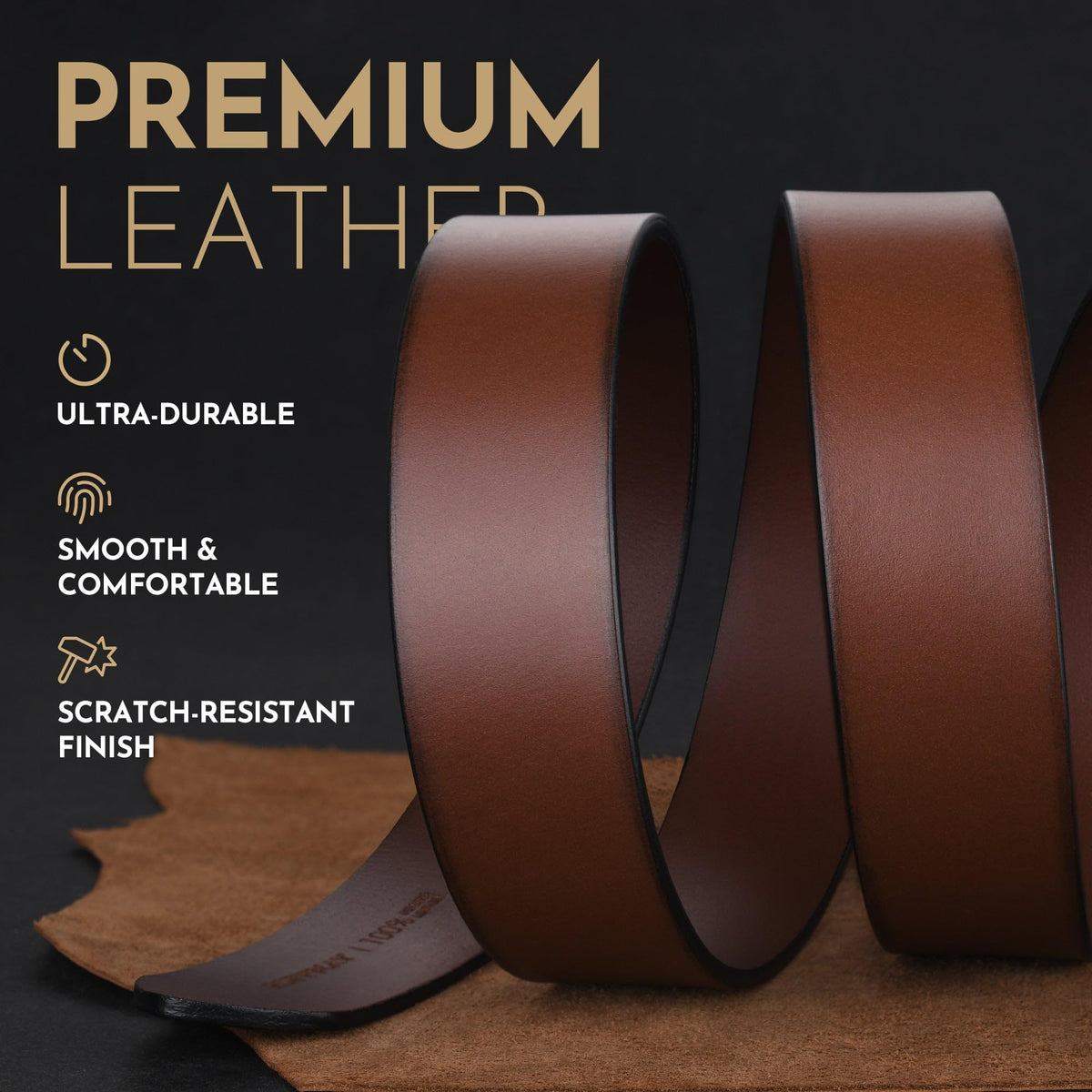 Buffway Men's Leather Belt,1.5" Handcrafted Top-Grain Leather – Durable,Comfortable,Suitable for Everyday Formal & Casual Wear - Size 36" Brown