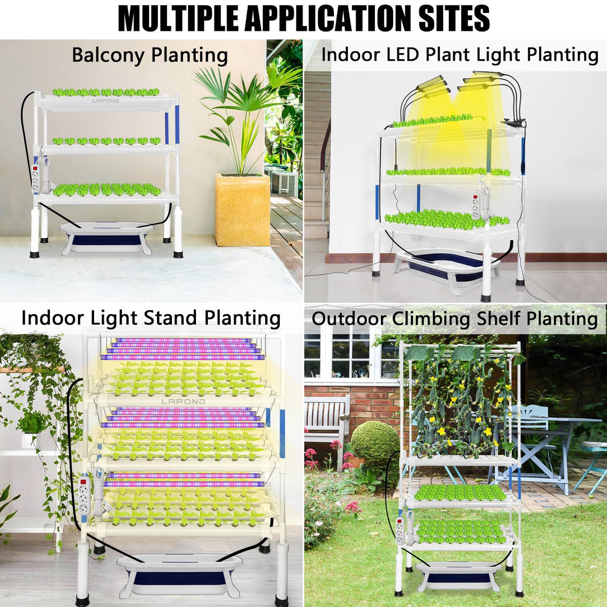 LAPOND Hydroponics Growing System Kit for Vegetables,Flowers Fruits and Herbs, with 108 Plant Sites, Suitable for Indoor and Outdoor (Upgraded Version)