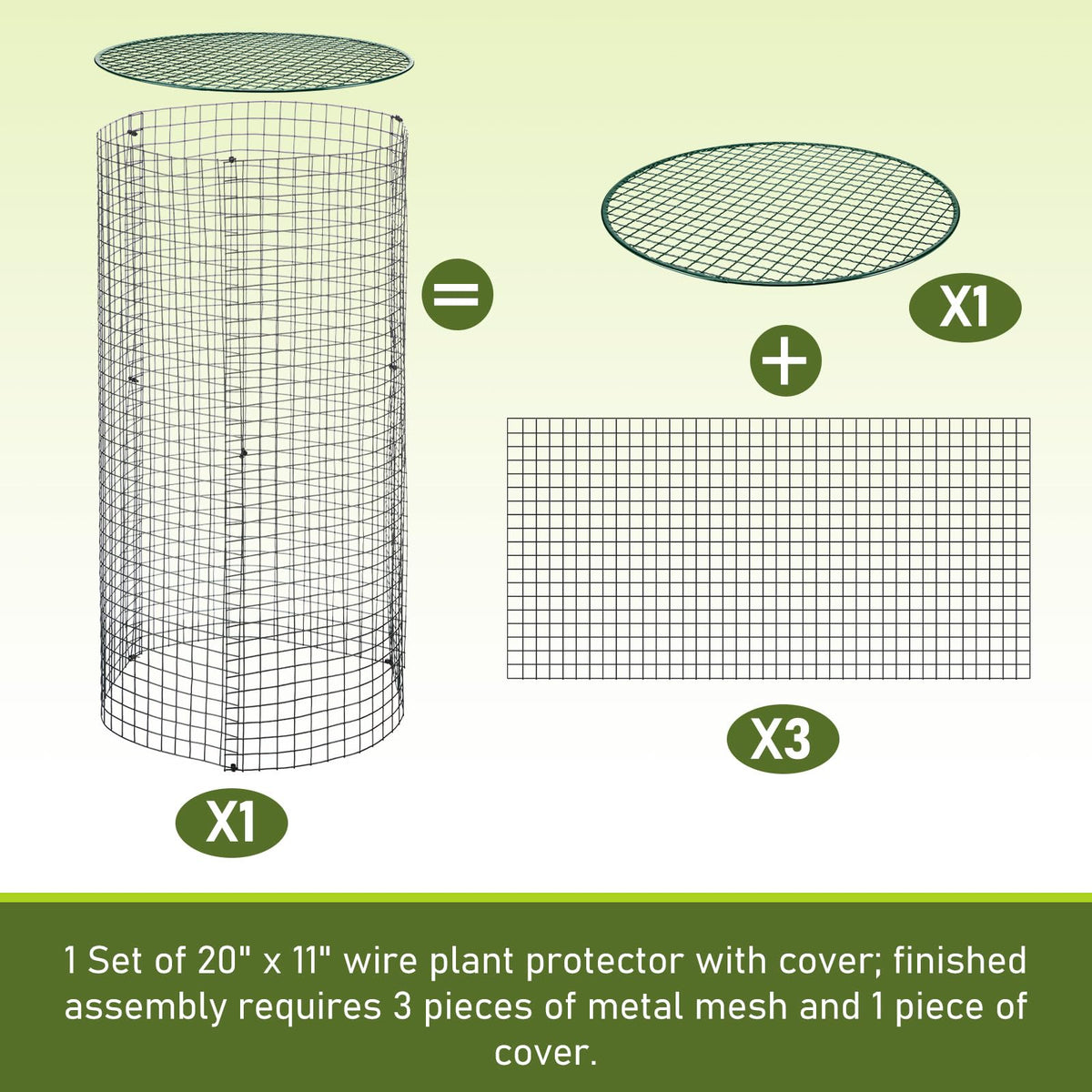 Otoolling 12 Pack 24" x 12" Garden Plant Protectors from Animals with Detachable Covers Metal Plant Cage Chicken Wire Cloche with Ground Stakes and Nylon Tie for Flower Vegetable to Keep Animals Out