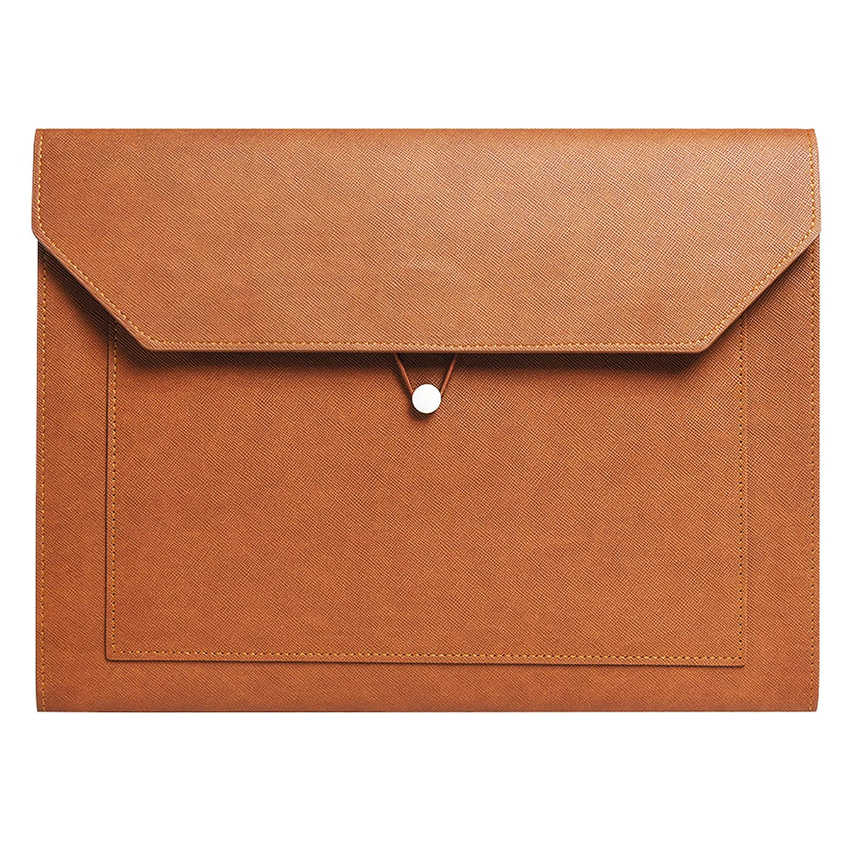 Yufocusqc PU Leather A4 File Folder Document Holder 2 Pockets Portfolio Envelope Folder Case with Elastic String 3/4 Inch Expansion (Brown)